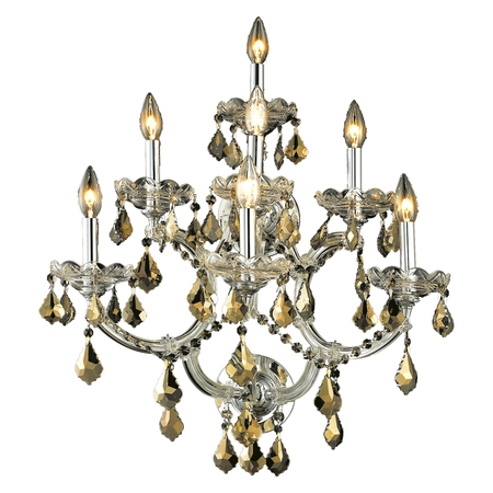 ELEGANT LIGHTING Royal Cut Clear Crystal Maria Theresa 7-Light Crystal Wall Sconce 2800W7C/RC